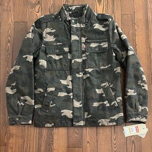 Levi's Men's Green and Tan Camouflage Field Jacket